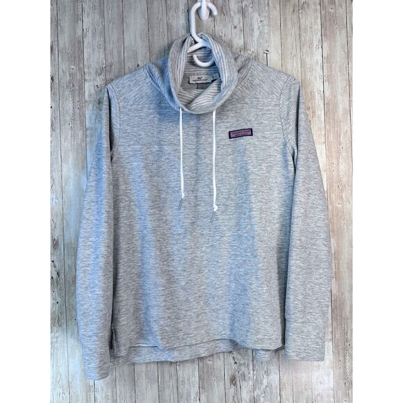 Vineyard‎ Vines Pullover Womens SZ S Gray Heather Oversized Funnel Neck Coastal - Picture 1 of 8